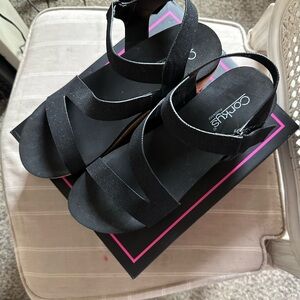 Corkys Black Sandals with Cushioned Sole and Durable Straps
